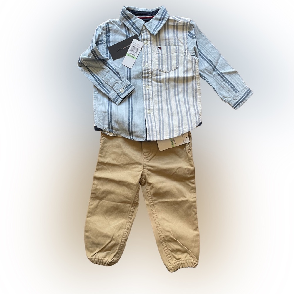 Tommy Hilfiger Toddler Boys 2PC Set 18-24M NWT | Button Down Shirt & Khaki Pants